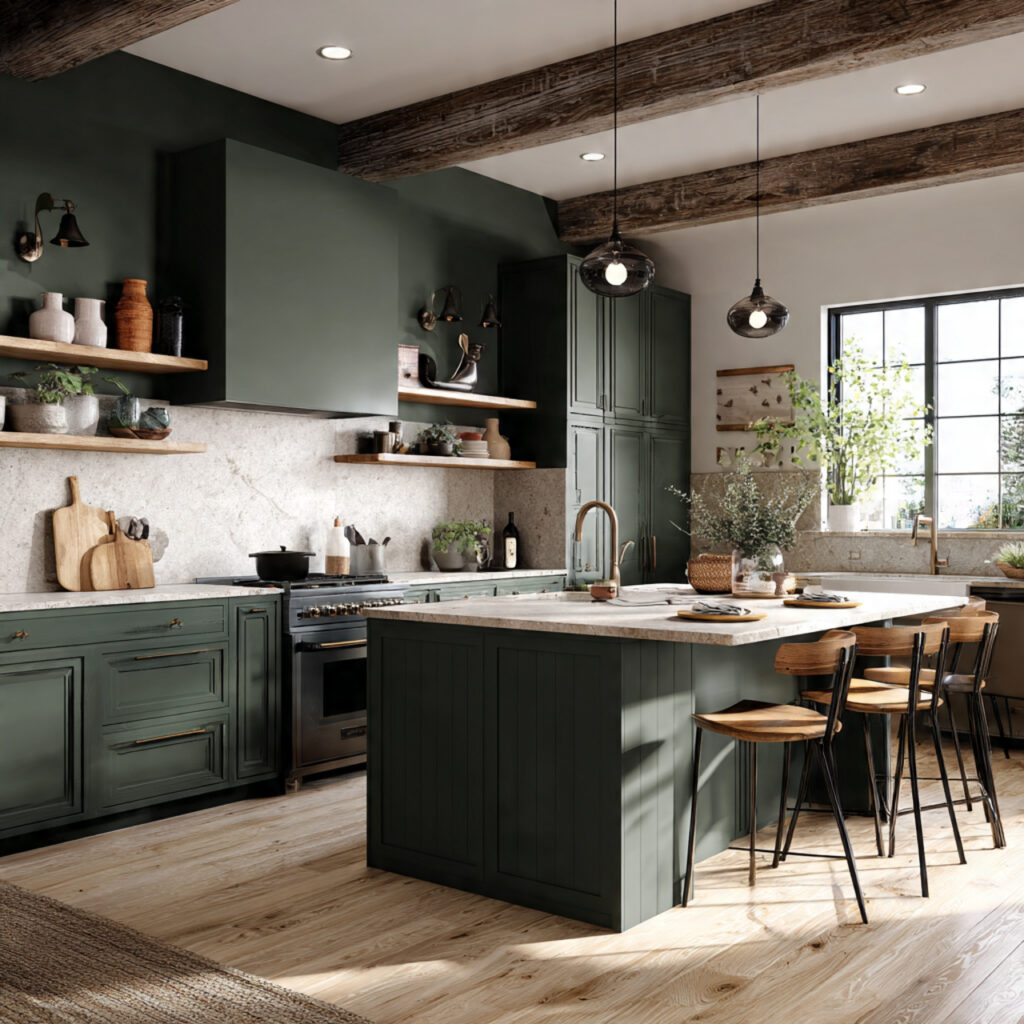 10 moody farmhouse kitchen with deep green