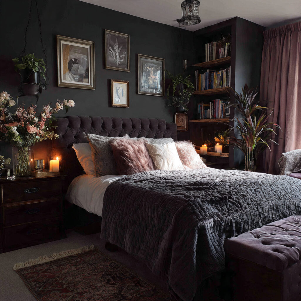 25 dark feminine bedroom with intentional balance