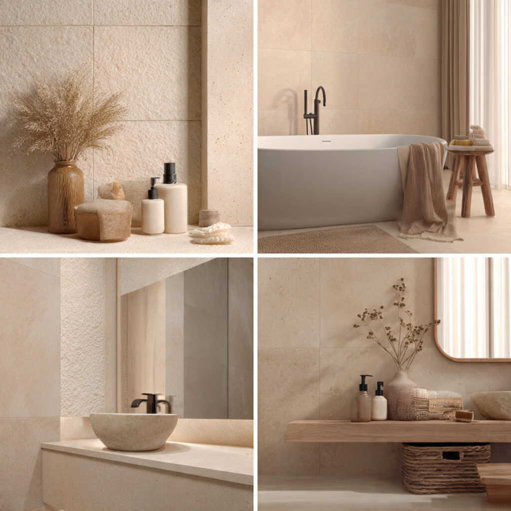 23 Boho Style Bathroom Ideas That Feel Relaxed and Aesthetic 17 a bathroom with soft color transitions across