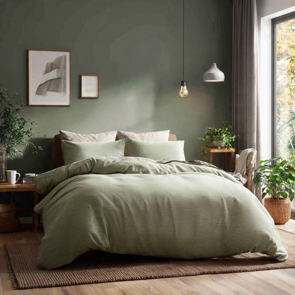 25 Sage Green Bedroom Ideas That Feel Calm and Aesthetic 4 a bedroom with sage green bedding