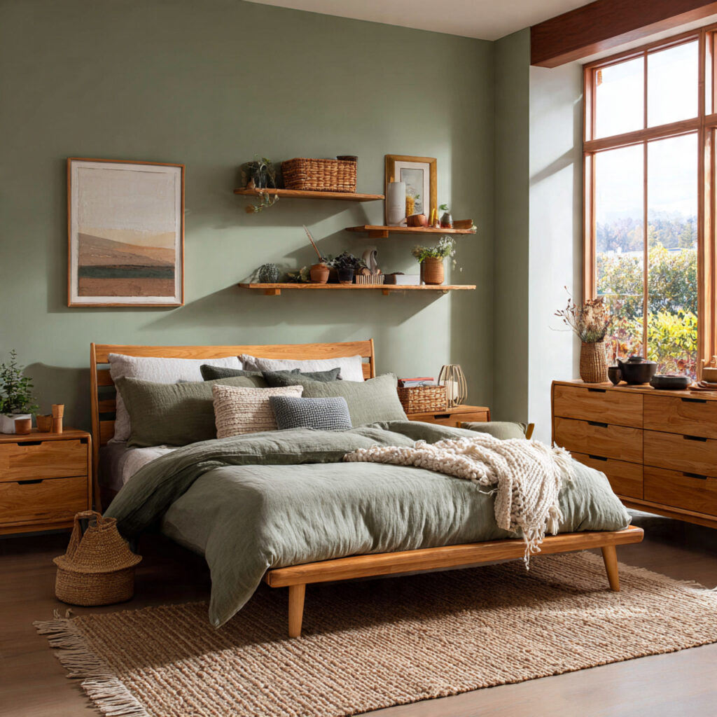 25 Sage Green Bedroom Ideas That Feel Calm and Aesthetic 7 a bedroom with sage green walls a