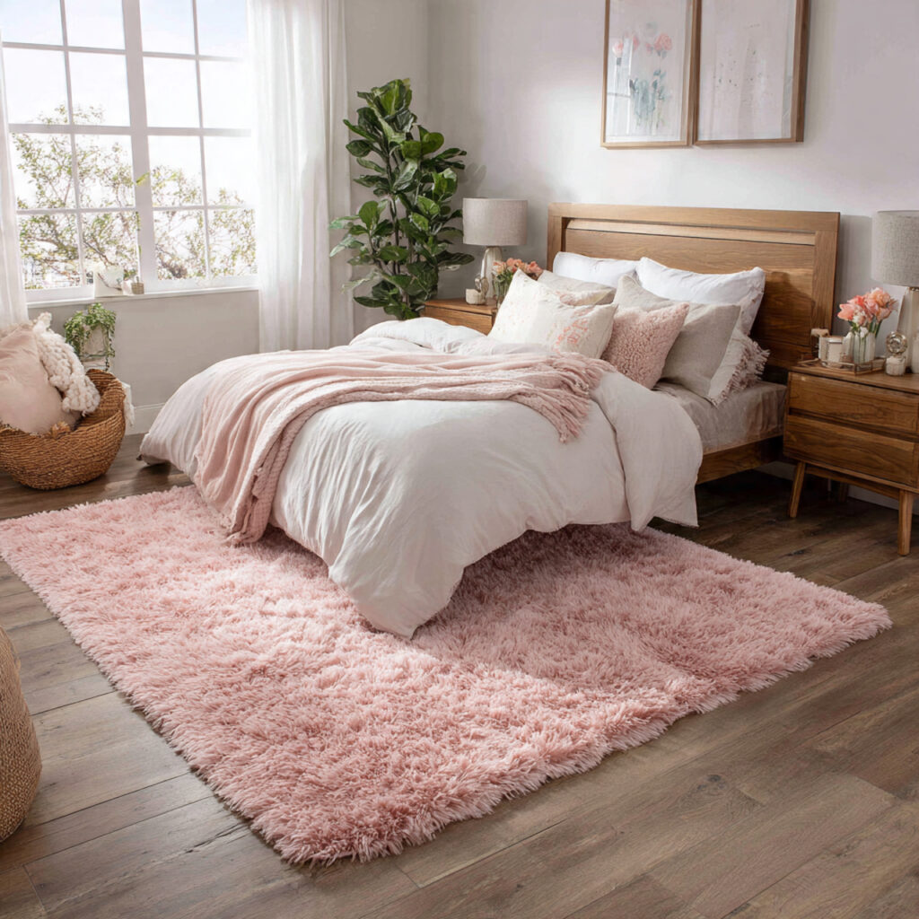 a bedside rug adds warmth to valentine s