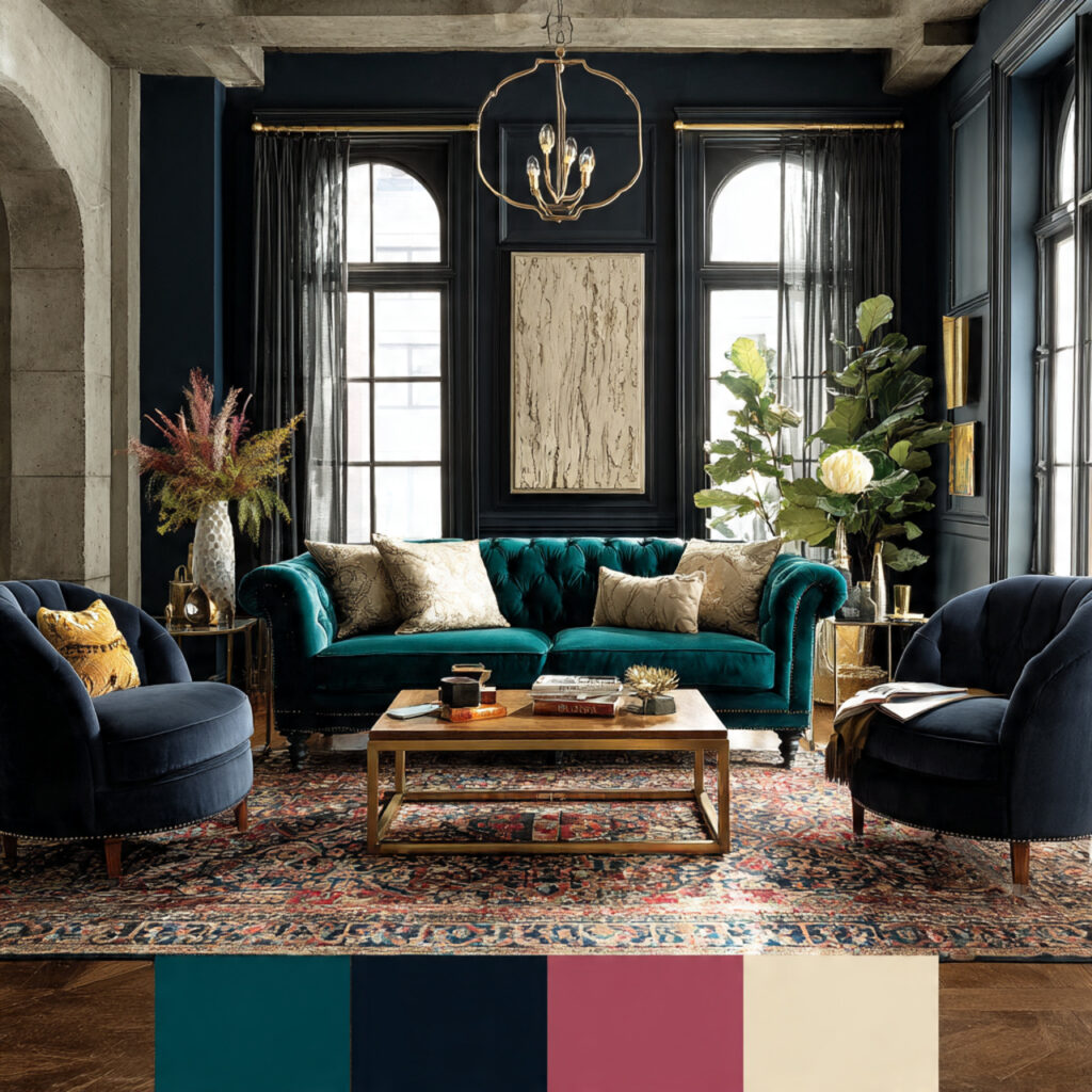 a cozy and elegant living room with