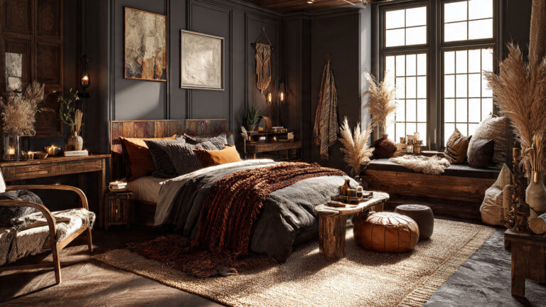 Cozy Dark Boho Bedroom