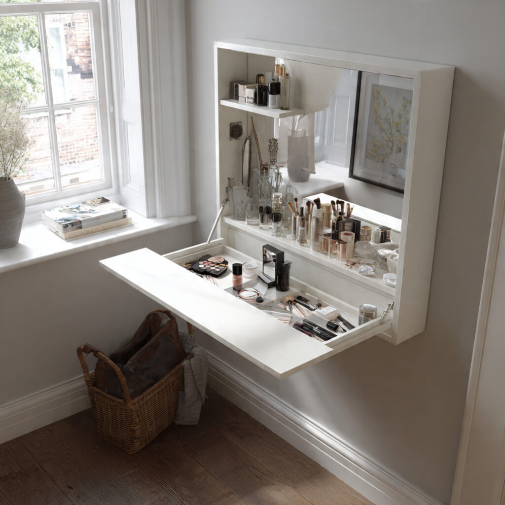 a fold down wall vanity works well