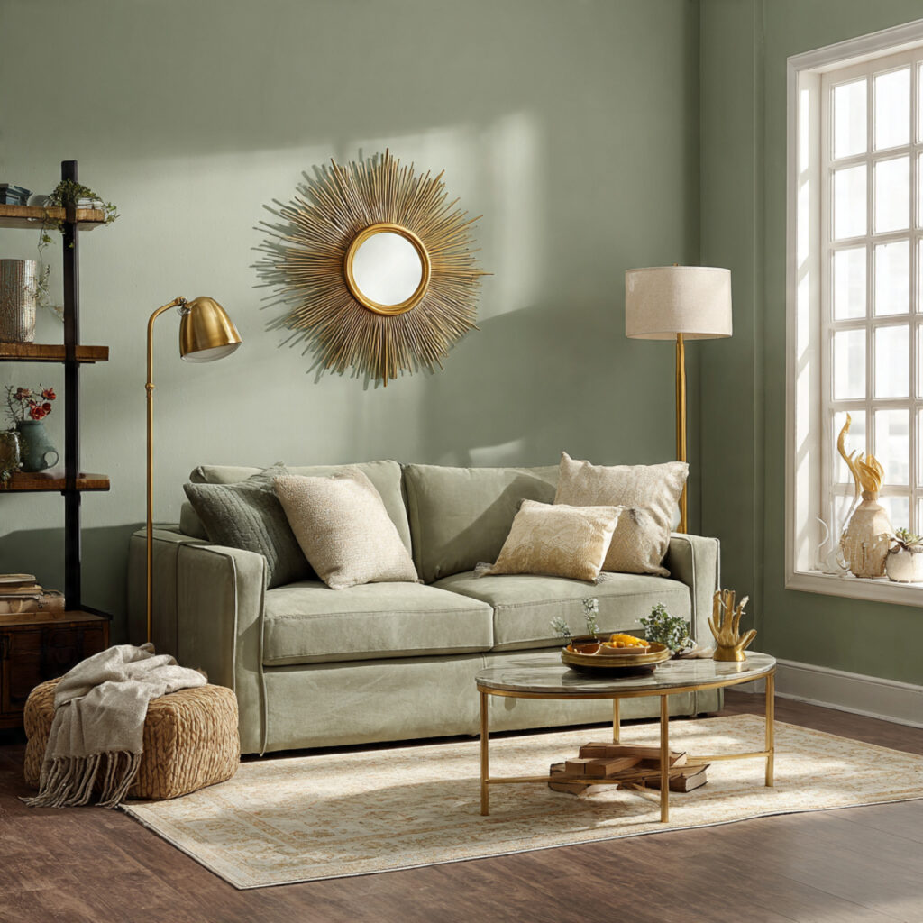 26 Sage Green Living Room Ideas That Look Calm and Elegant 10 a living room with sage green walls 1