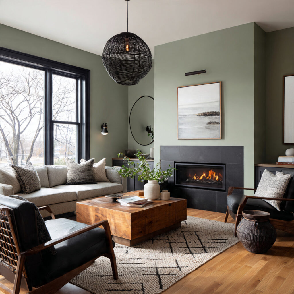 26 Sage Green Living Room Ideas That Look Calm and Elegant 12 a living room with sage green walls 2