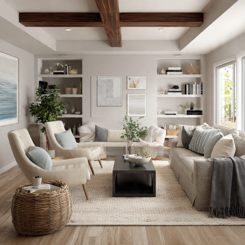 a living room with trend inspired decor