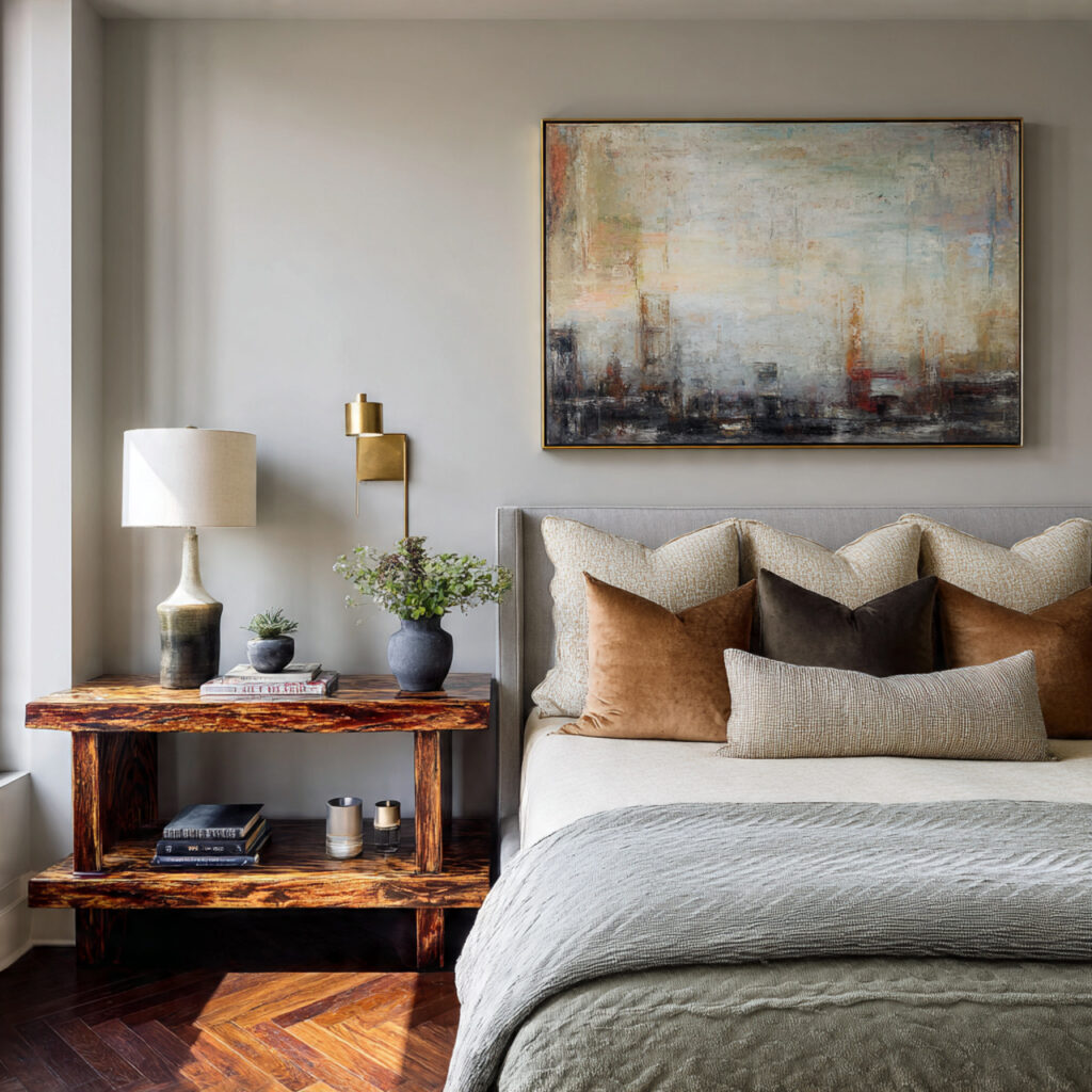 a low console table adds structure behind