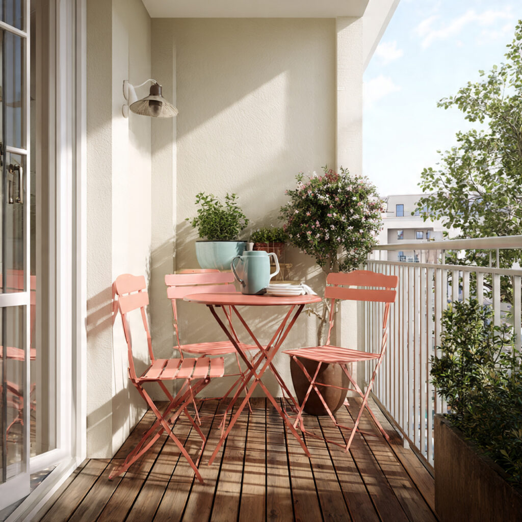 a minimal dining nook on a tiny