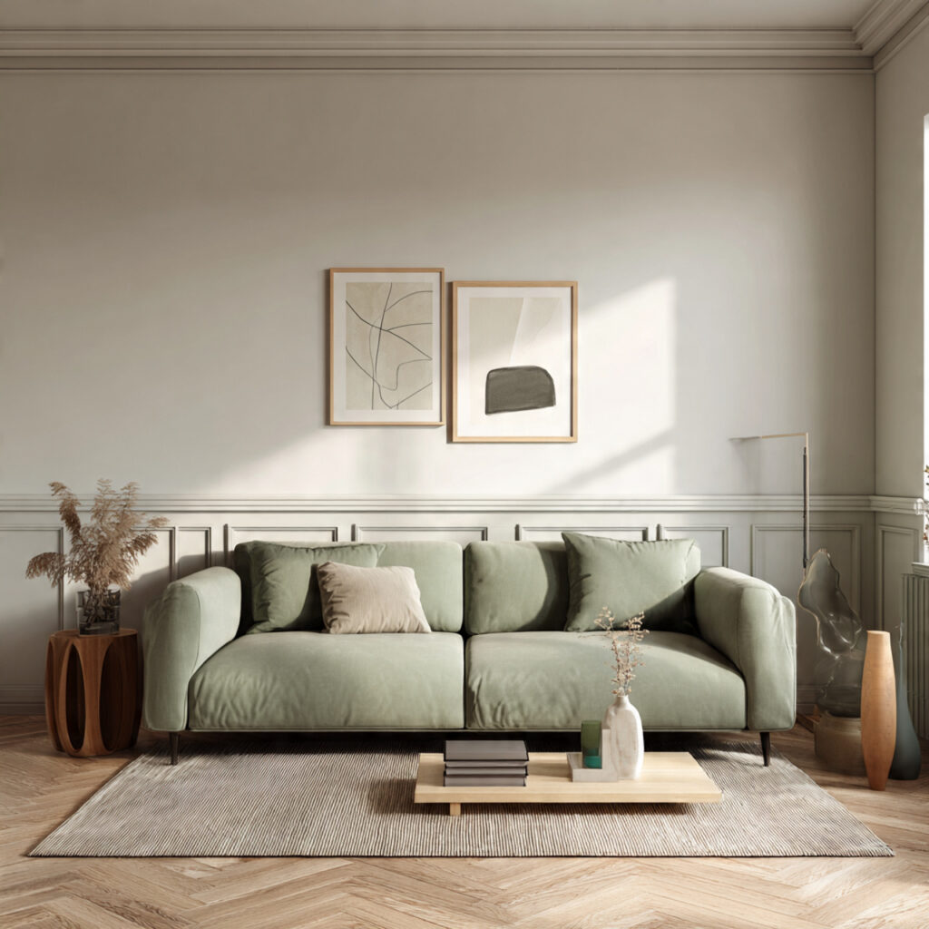26 Sage Green Living Room Ideas That Look Calm and Elegant 7 a minimalist living room with sage green