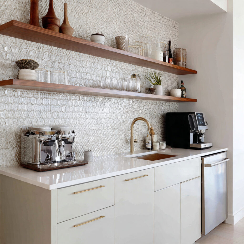 a modern coffee bar with a statement