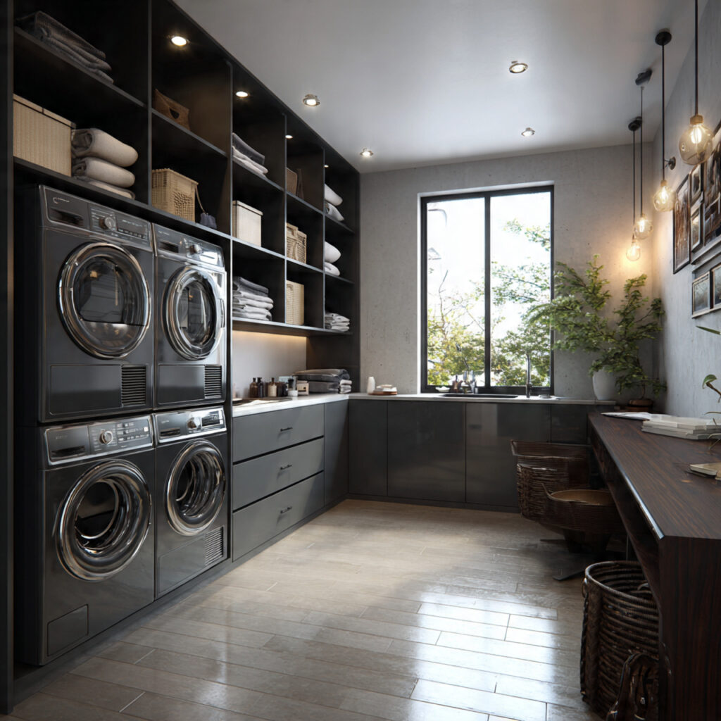 26 Modern Laundry Room Ideas That Are Functional and Instagram-Worthy 27 a modern laundry room designed for daily