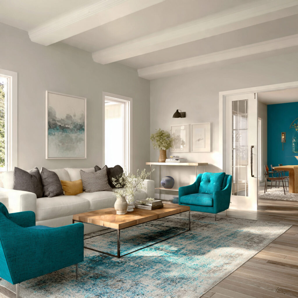 a neutral base helps bold colors stand