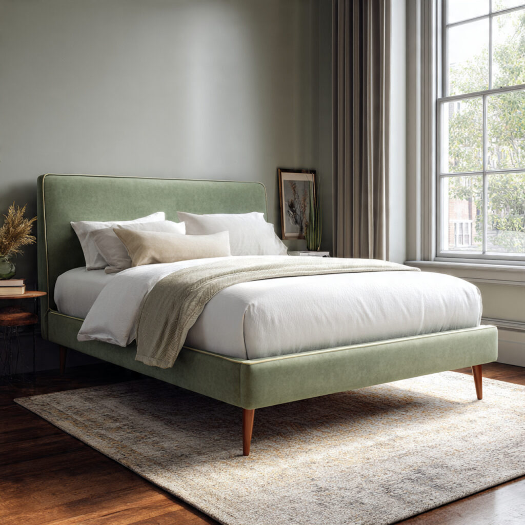 25 Sage Green Bedroom Ideas That Feel Calm and Aesthetic 24 a sage green bed frame