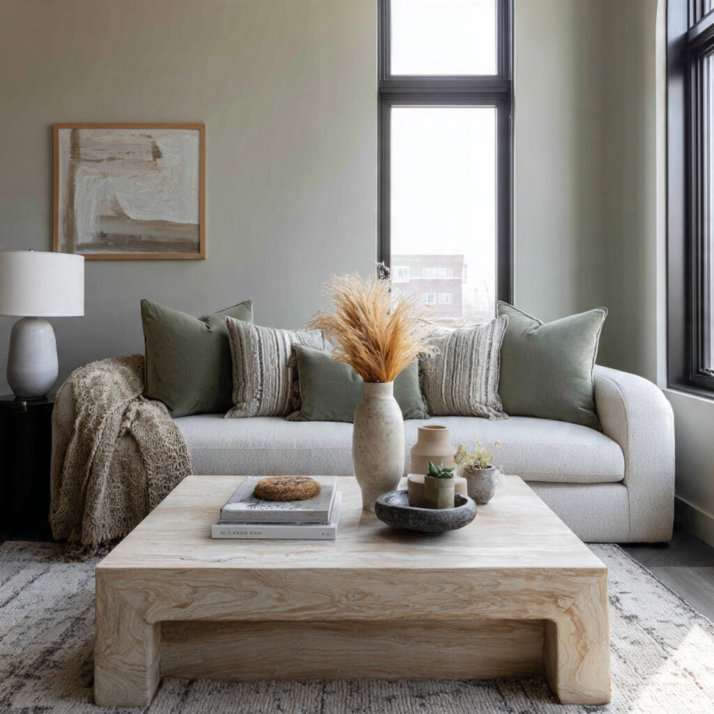 26 Sage Green Living Room Ideas That Look Calm and Elegant 17 a simple coffee table keeps the center