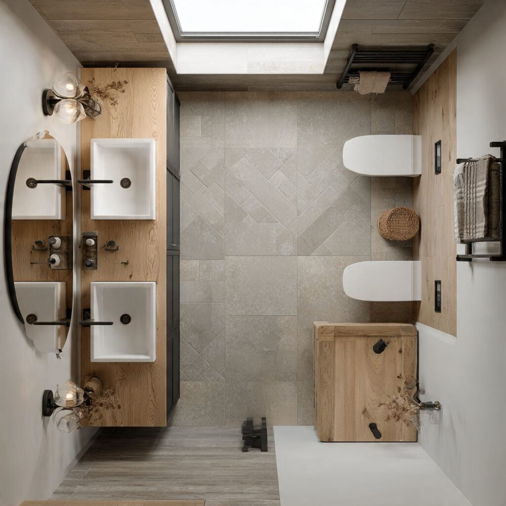 22 Japandi Bathroom Design Ideas for a Calm, Minimal, and Modern Look 21 a symmetrical layout enhances balance in japandi