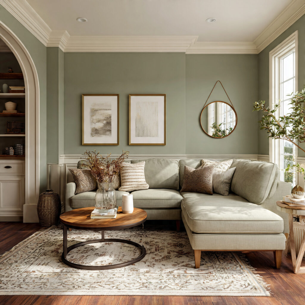 26 Sage Green Living Room Ideas That Look Calm and Elegant 8 a warm and elegant living room with