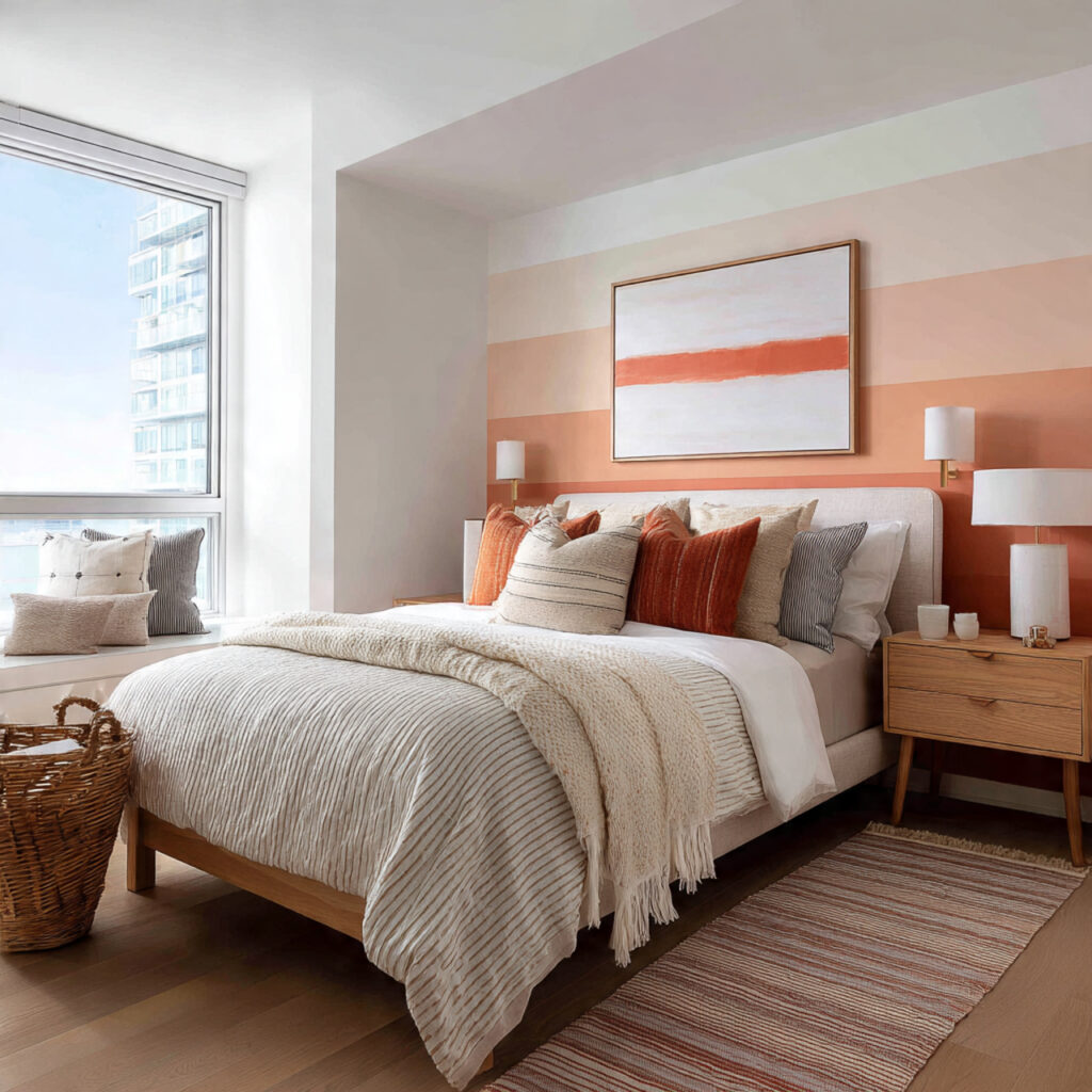 bedroom with painted accent wall as a