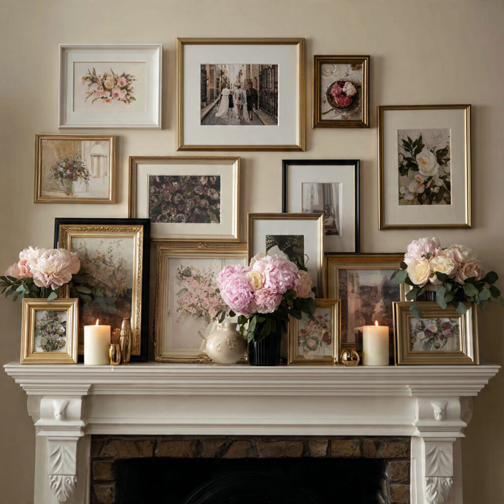 classic frame displays with romantic prints on