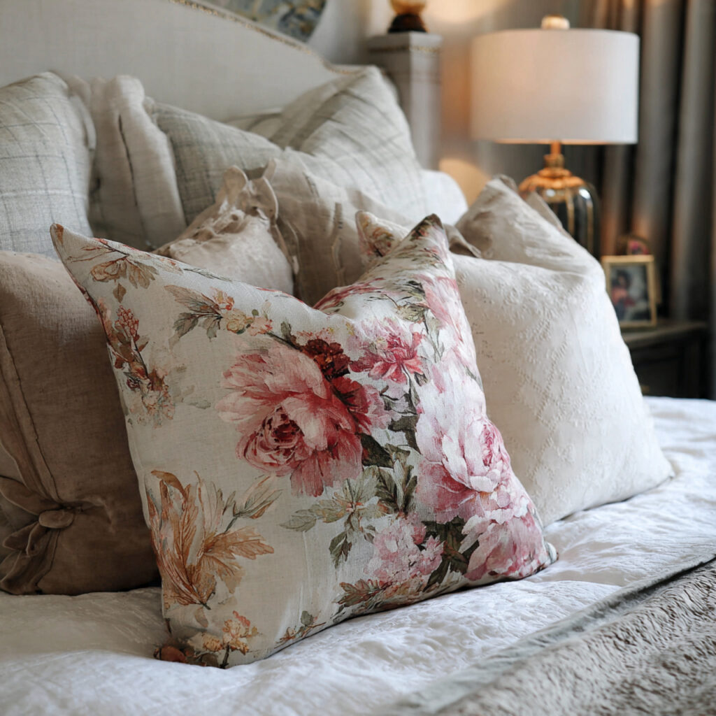 cozy accent pillows with a romantic touch