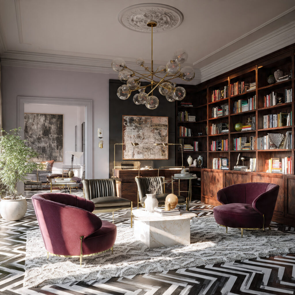 eclectic interior design style with contrasting furniture