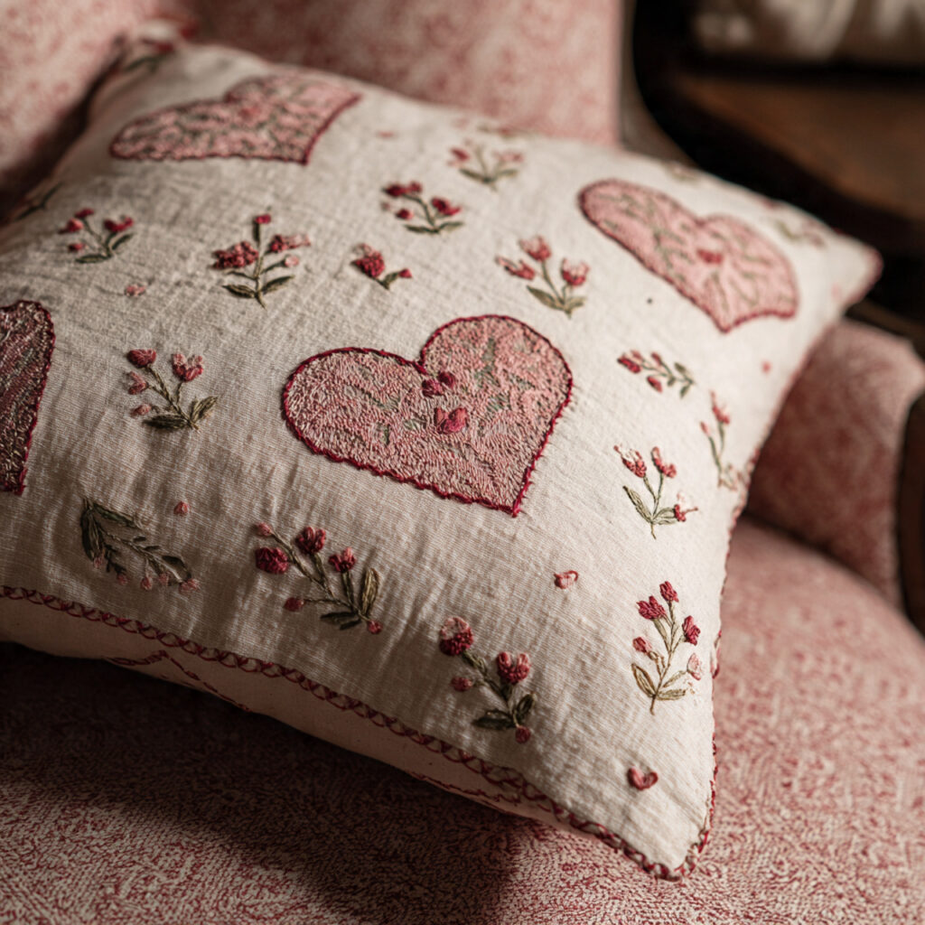 embroidered fabric decor adds a personal and