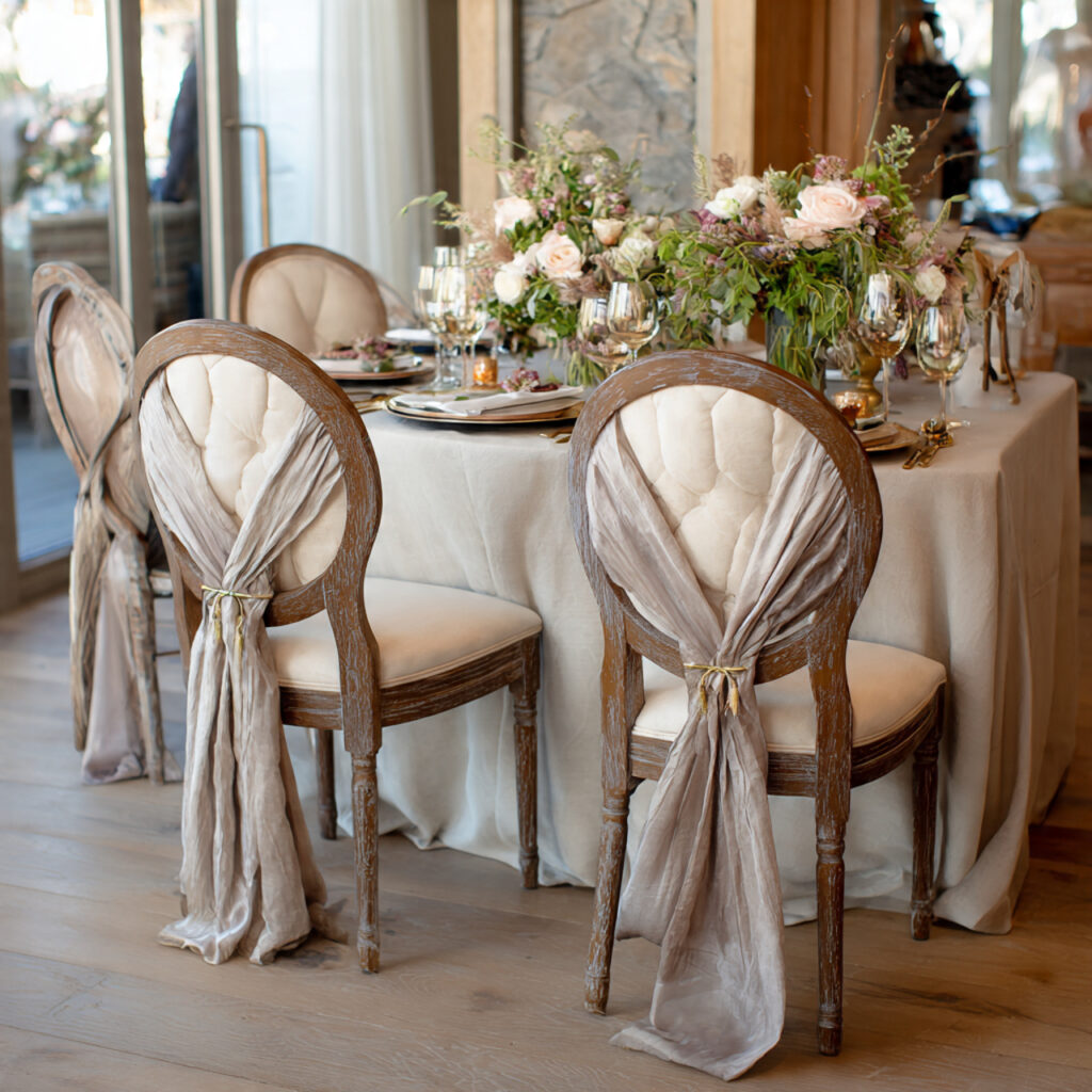 fabric chair ties add softness and romance
