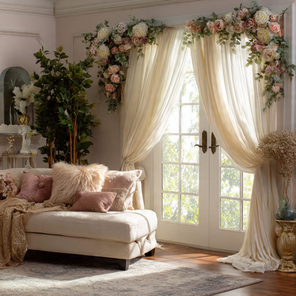 fabric drapes add movement and softness to