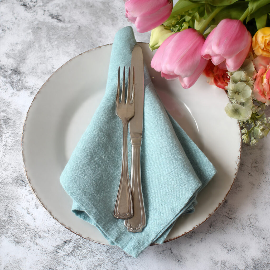 fabric napkins with simple folds on a
