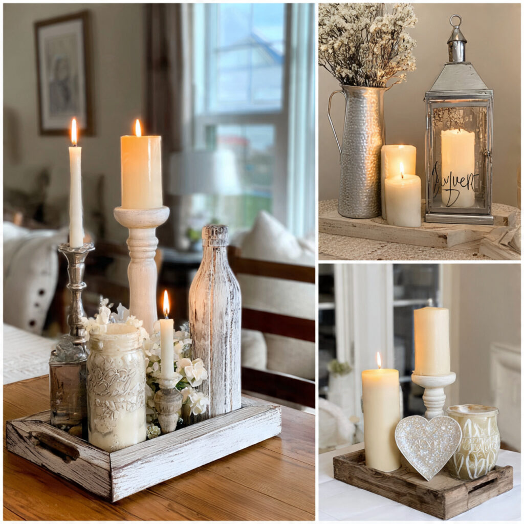 farmhouse style candle displays for valentine s day