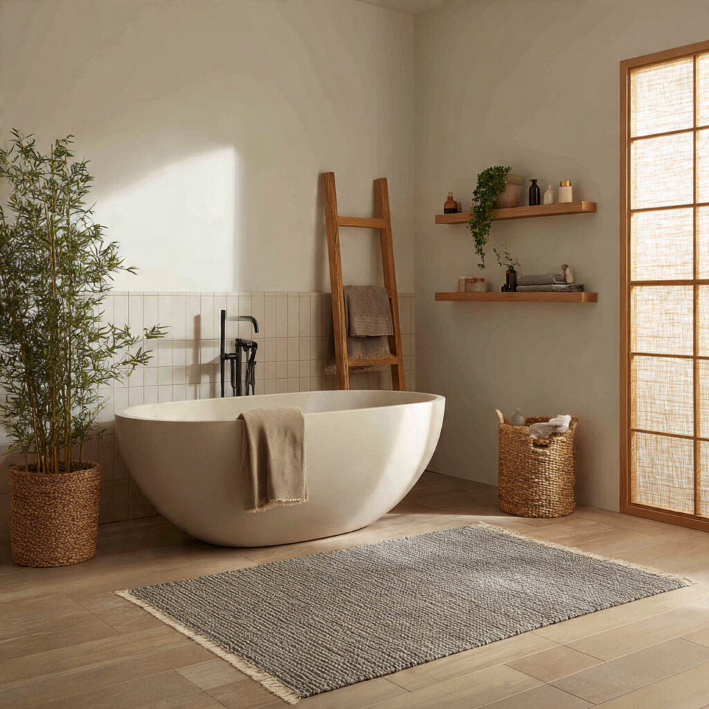 23 Boho Style Bathroom Ideas That Feel Relaxed and Aesthetic 15 freestanding elements for a relaxed look in