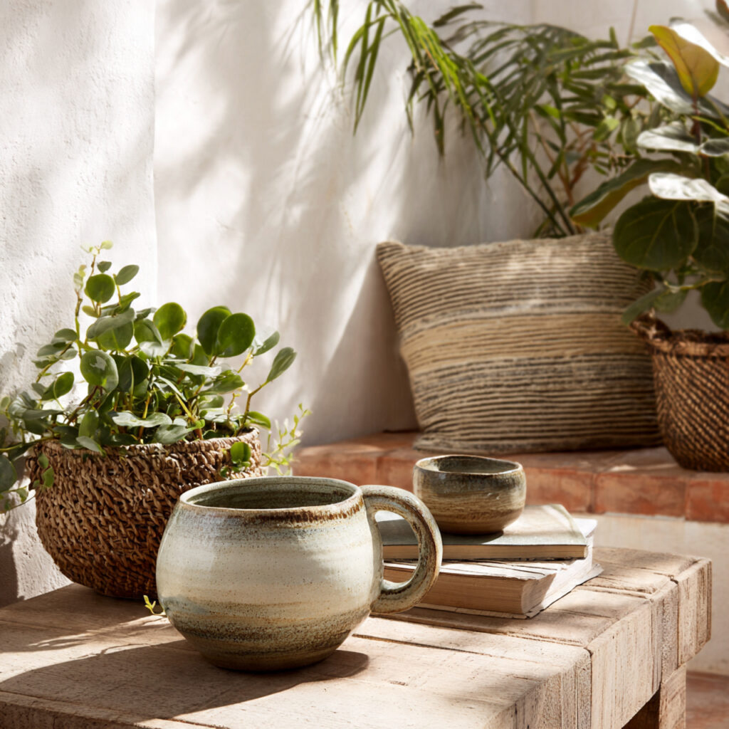 handmade ceramic decor adds personality to boho