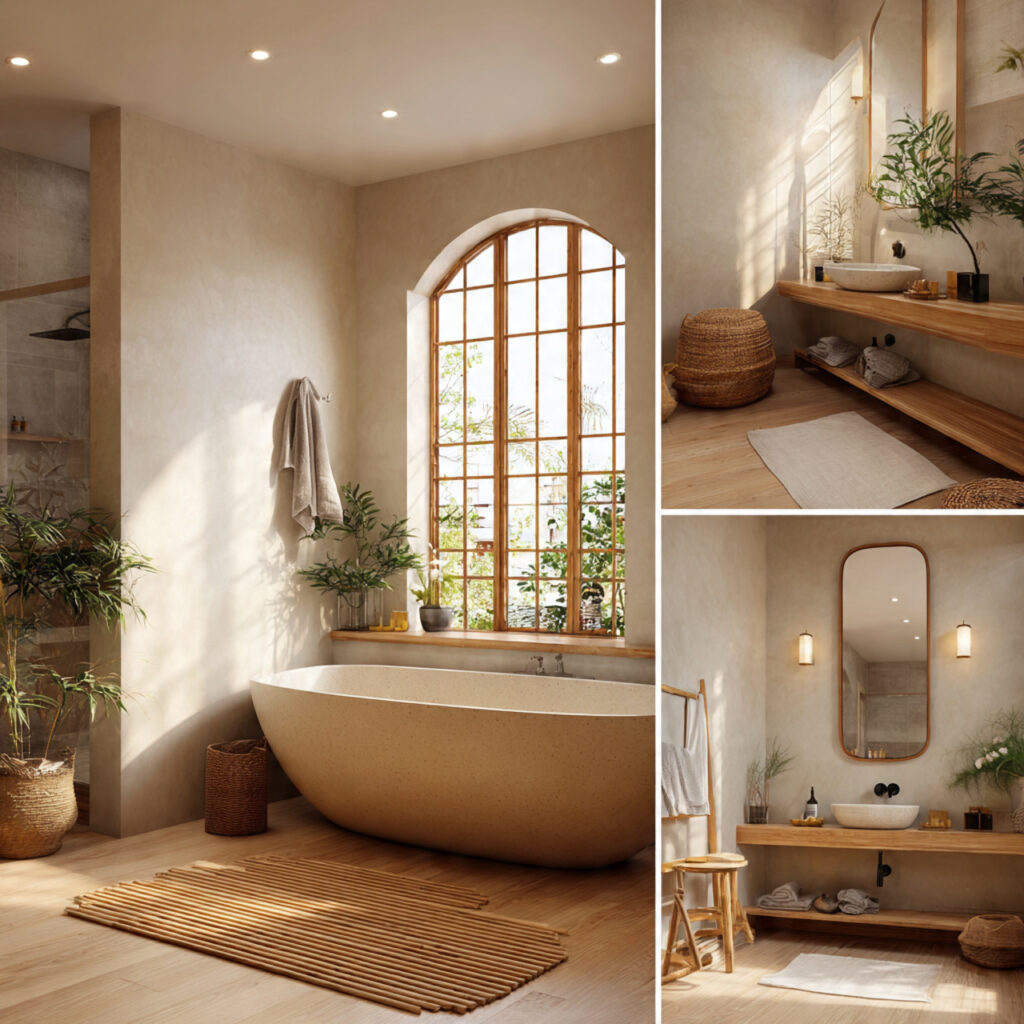 22 Japandi Bathroom Design Ideas for a Calm, Minimal, and Modern Look 5 japandi bathroom with soft natural lighting