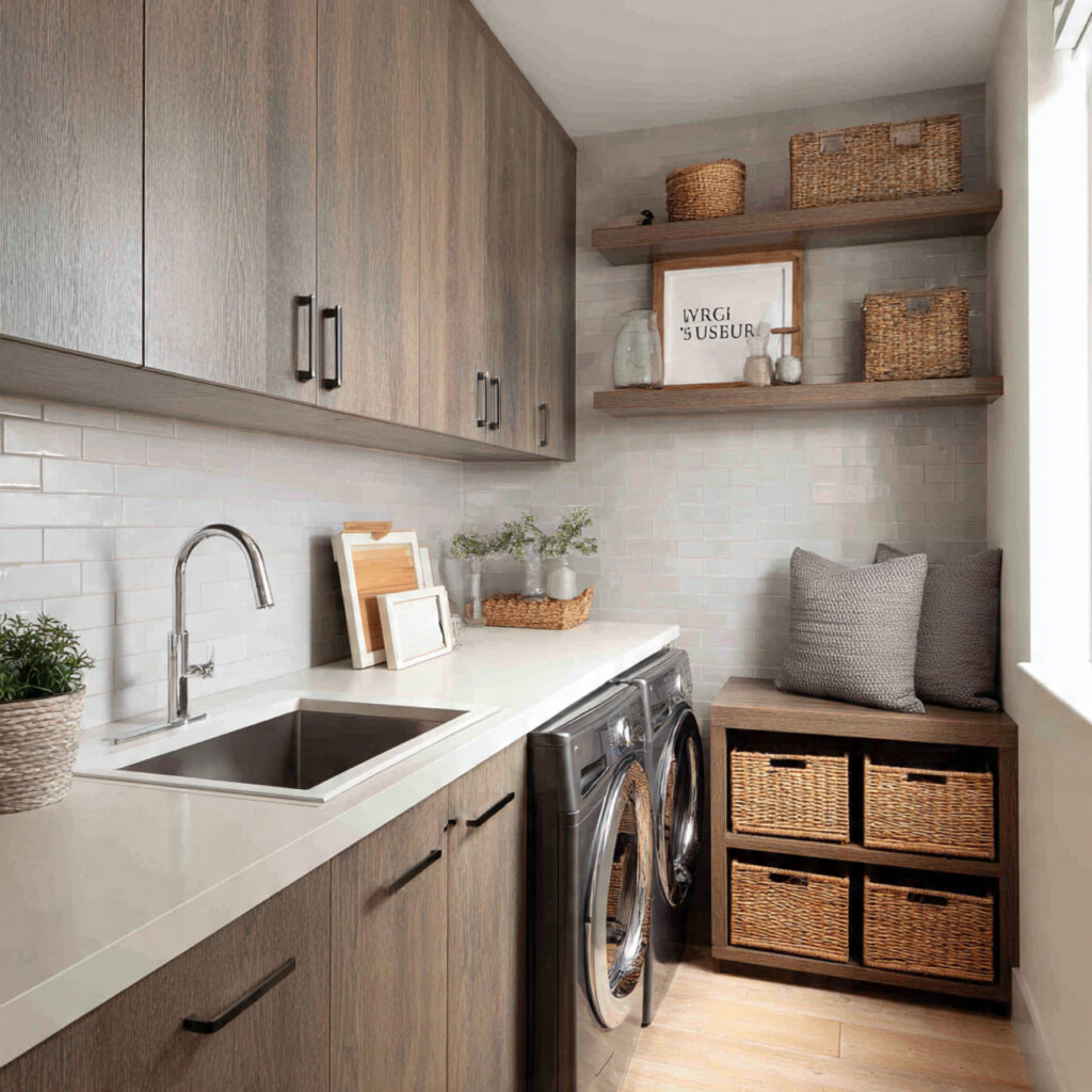 26 Modern Laundry Room Ideas That Are Functional and Instagram-Worthy 21 laundry room with built in sink area