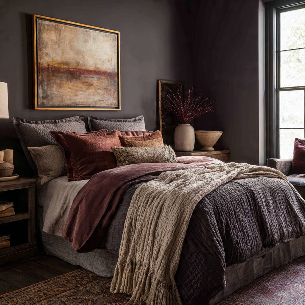 layered bedding adds richness and comfort to