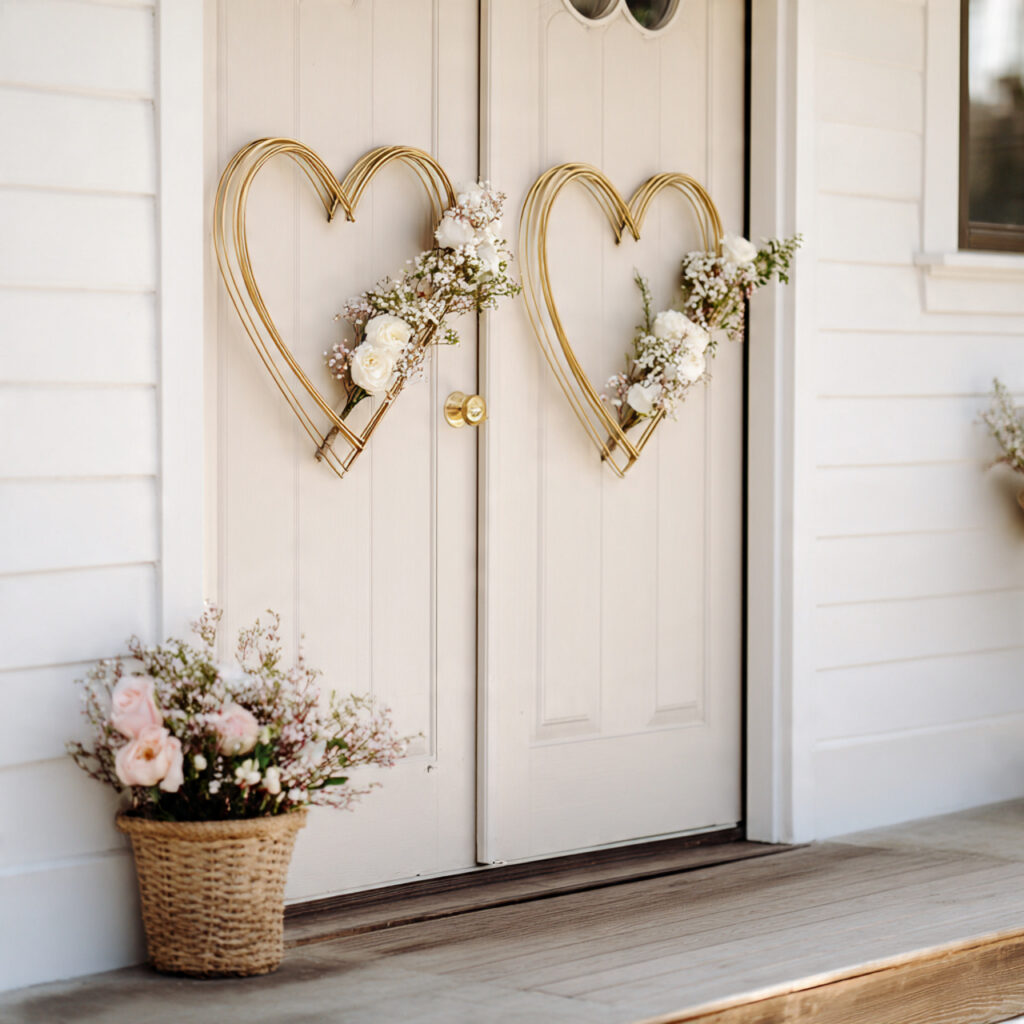 minimal heart wreaths create a modern yet
