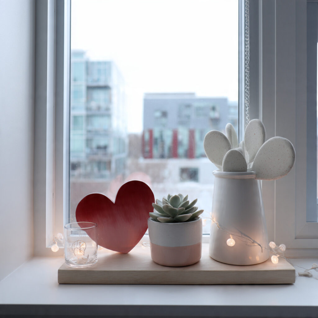 minimal valentines touch with everyday decor