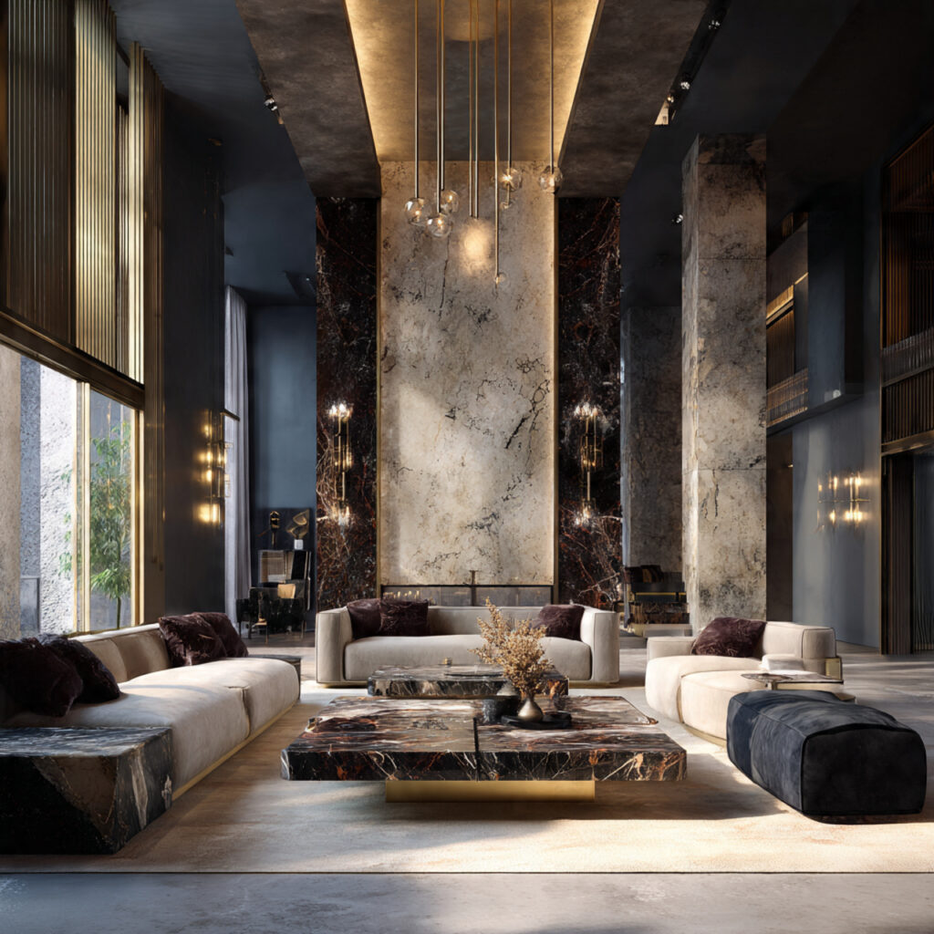 modern luxury interior design with high end materials