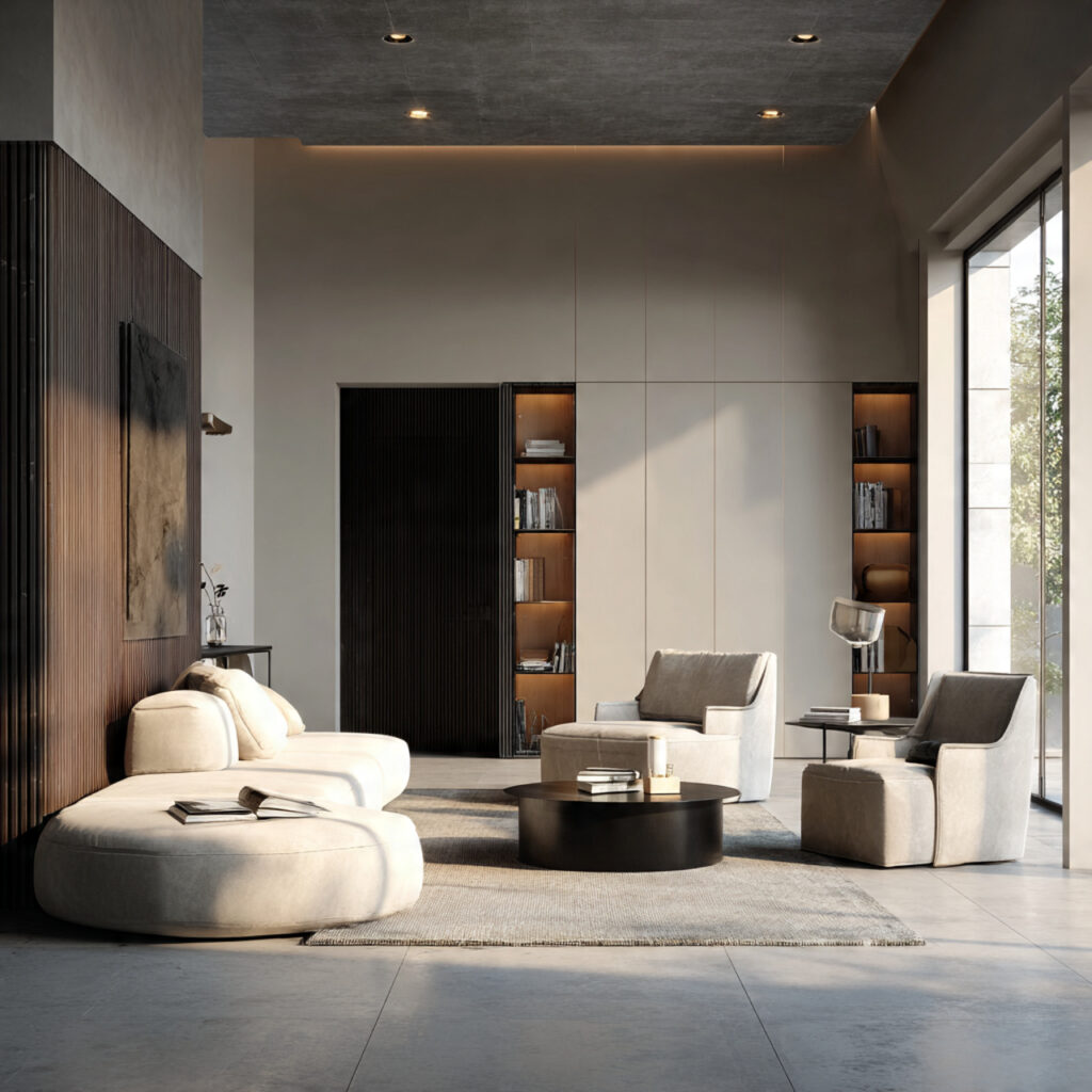 modern minimalist interior with clean lines neutral