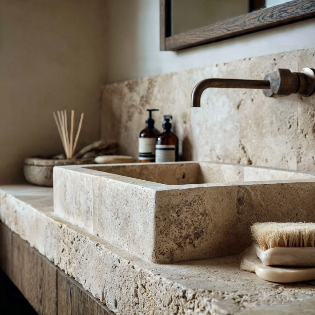 23 Boho Style Bathroom Ideas That Feel Relaxed and Aesthetic 13 natural stone adds grounding energy to the