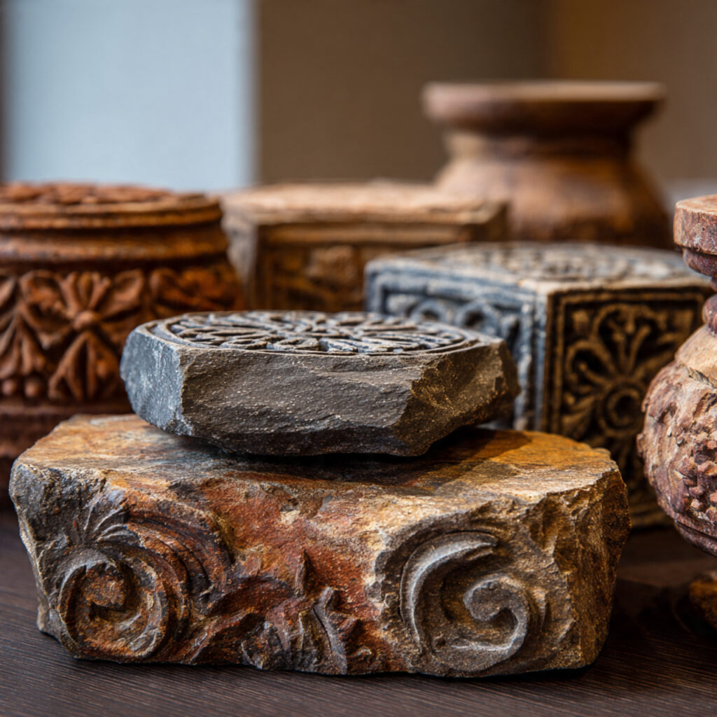 natural stone or clay decor elements