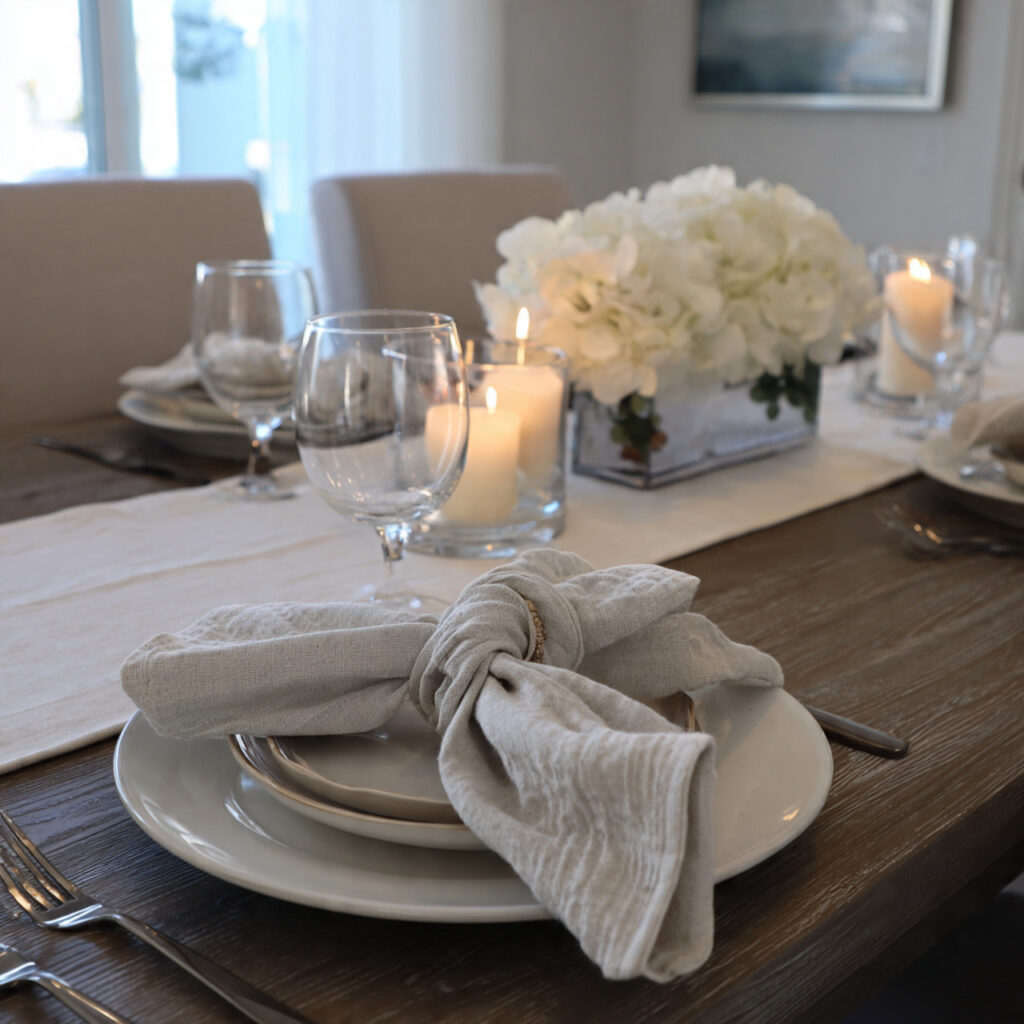 neutral place settings create a clean and