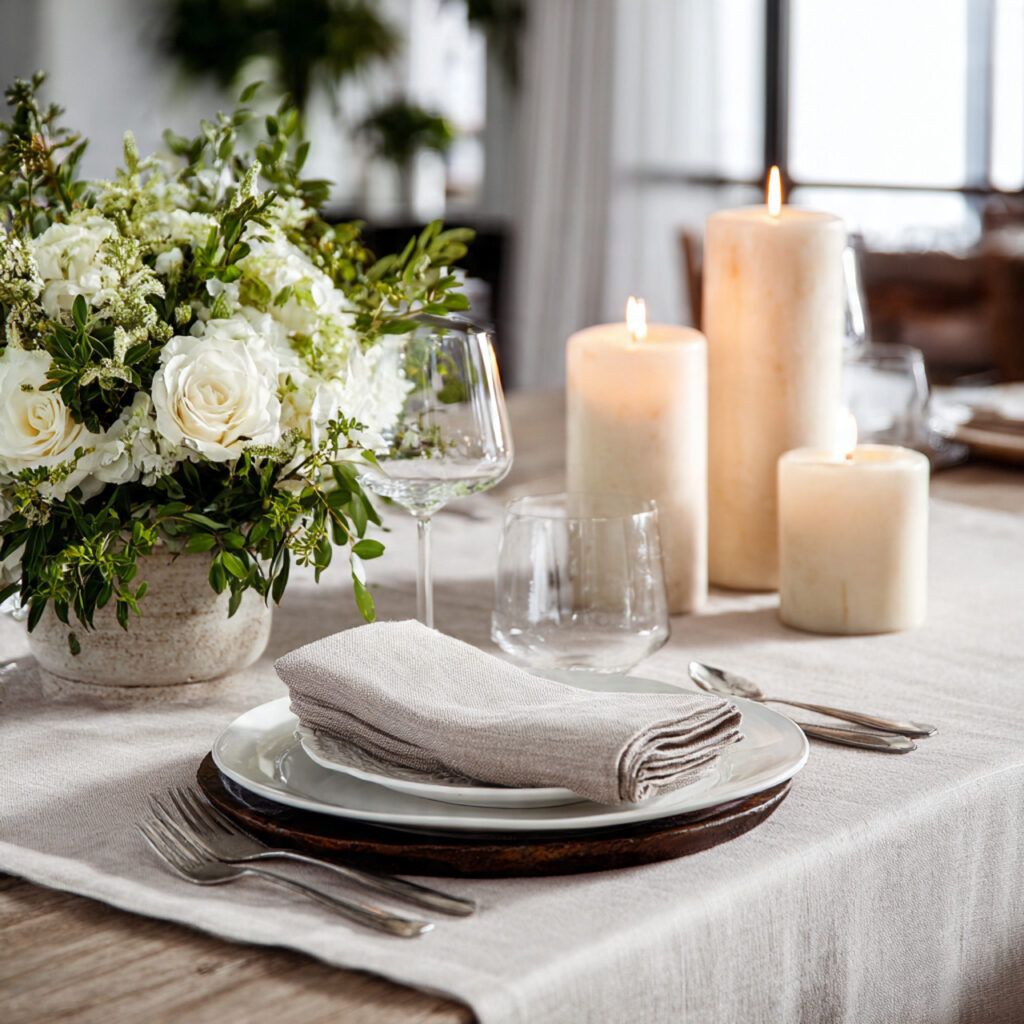neutral tablecloths create a smooth and calming
