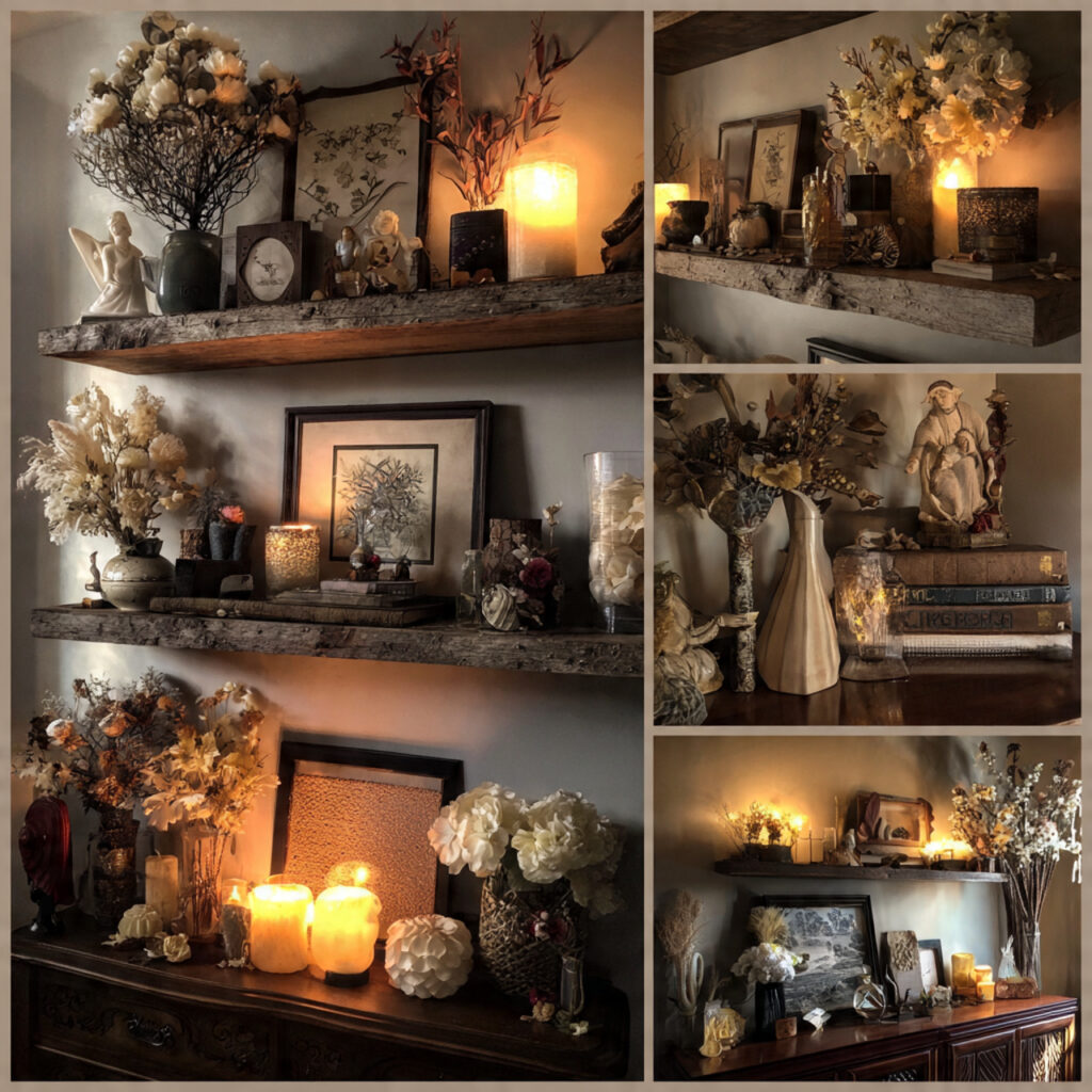 romantic shelf decor creates visual interest it