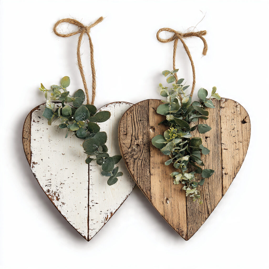 rustic heart door hangers with farmhouse charm