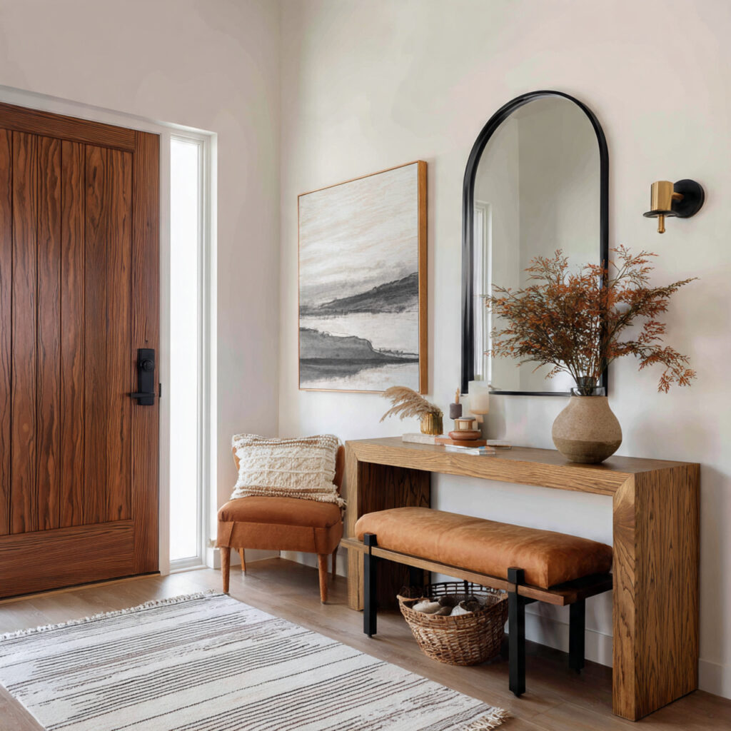 simple entryway decor with warm details