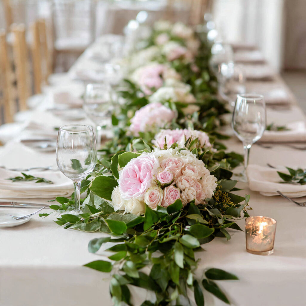 simple floral garland for tables