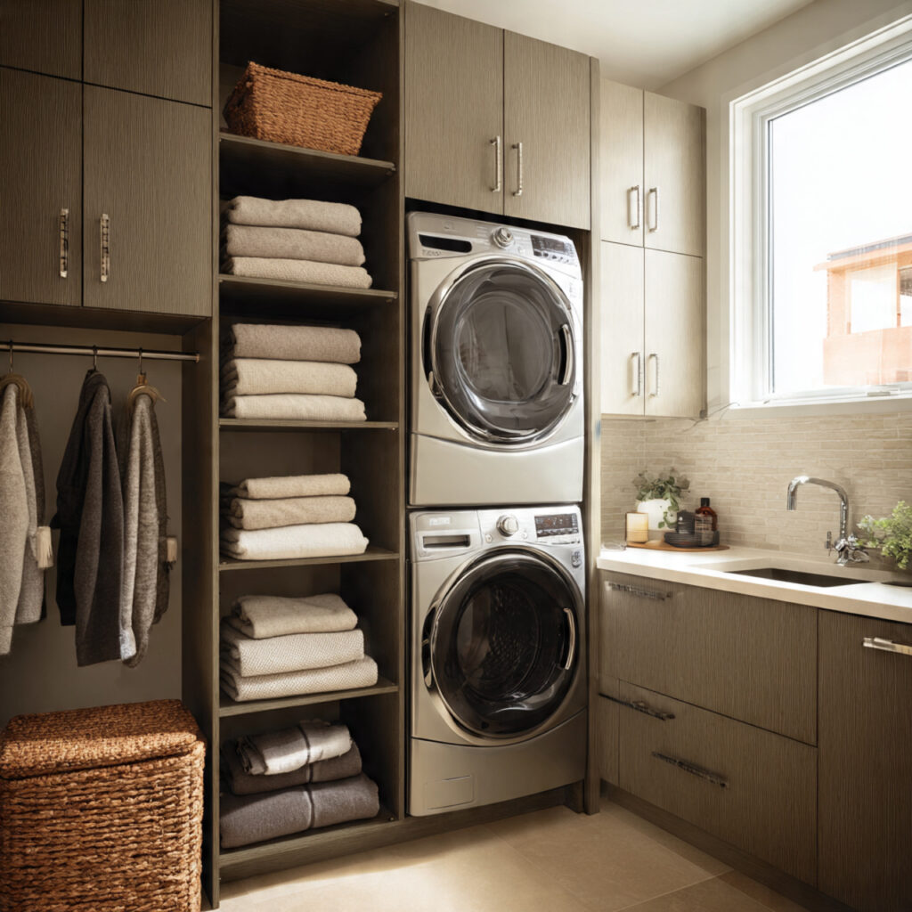 26 Modern Laundry Room Ideas That Are Functional and Instagram-Worthy 6 small modern laundry room with smart layout