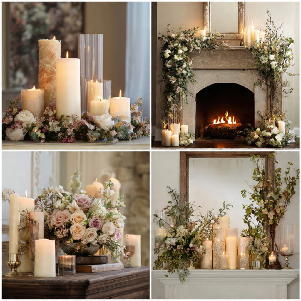 soft candle arrangements for mantles